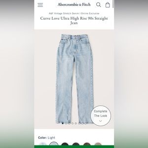 Abercrombie Curve Love Ultra High Rise 90s Straight Jean